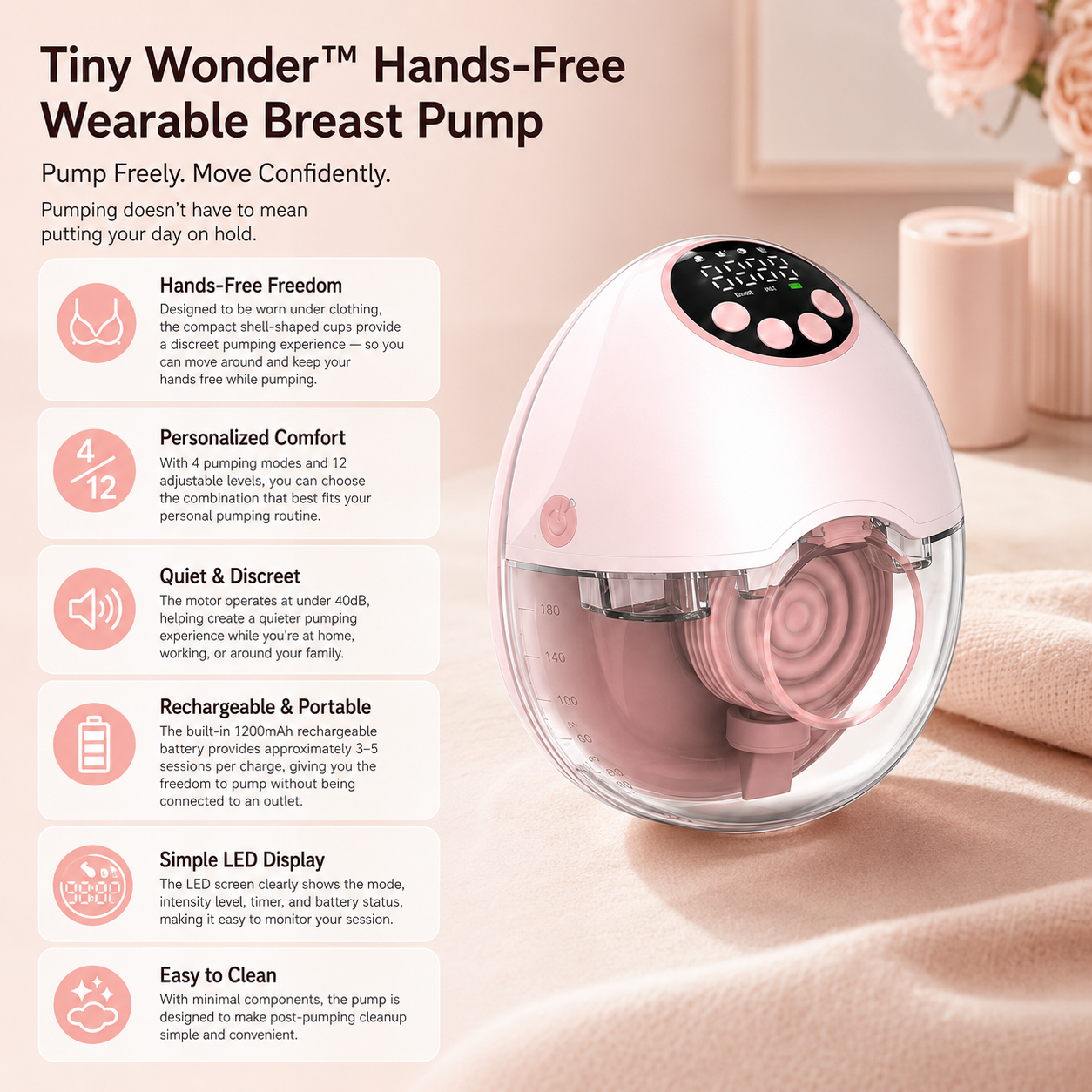 Tiny Wonder™ Hands-Free Wearable Breast Pump
