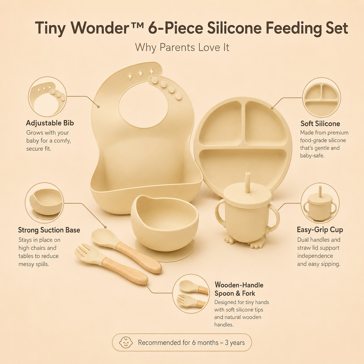 Tiny Wonder™ 6-Piece Silicone Feeding Set